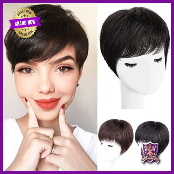 Human Hair Topper with Bangs for Thinning Hair, 6 Inch Clip-in main image 4